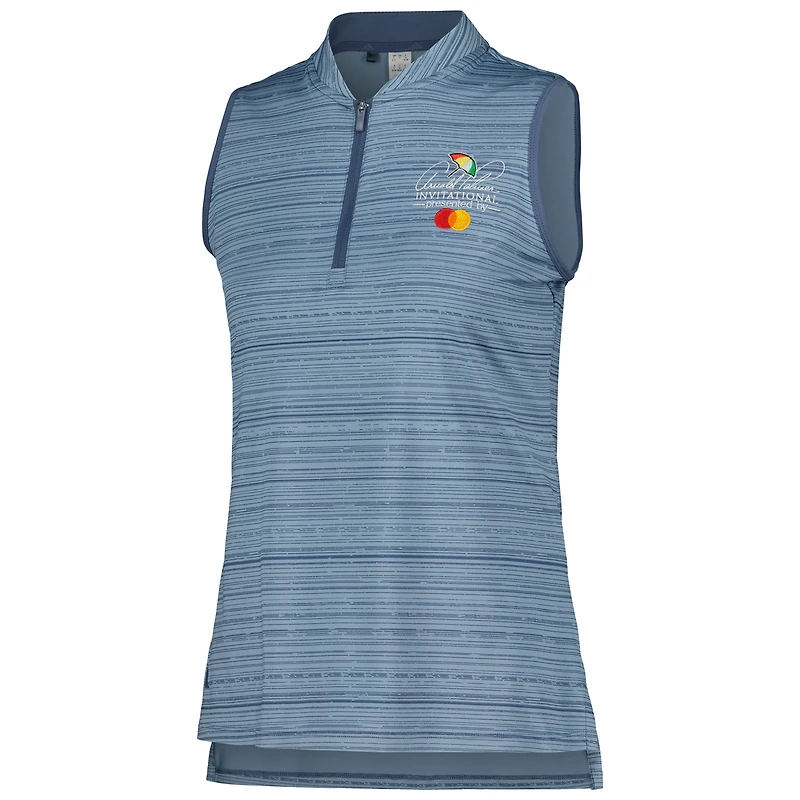 Polo adidas bleu marine Arnold Palmer Invitational Ultimate365 Stripe sans manches à quart de zip pour femme