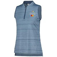 Polo adidas bleu marine Arnold Palmer Invitational Ultimate365 Stripe sans manches à quart de zip pour femme