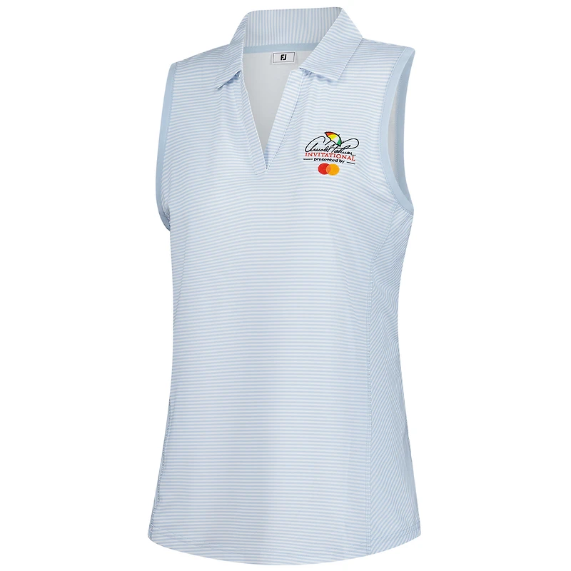 Polo sans manches rayé bleu clair Arnold Palmer Invitational de FootJoy pour femme