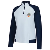 Women's FootJoy White/Navy Arnold Palmer Invitational Striped Raglan Quarter-Zip Jacket