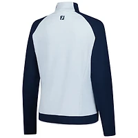 Women's FootJoy White/Navy Arnold Palmer Invitational Striped Raglan Quarter-Zip Jacket