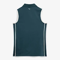 Women's Puma Forest Green Arnold Palmer Invitational Modalon Piped Sleeveless Tri-Blend Golf Polo