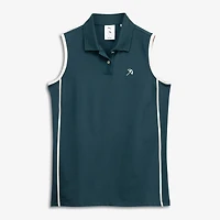 Women's Puma Forest Green Arnold Palmer Invitational Modalon Piped Sleeveless Tri-Blend Golf Polo