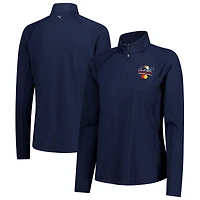 Women's Puma Navy Arnold Palmer Invitational You-V Solid Raglan Quarter-Zip Pullover
