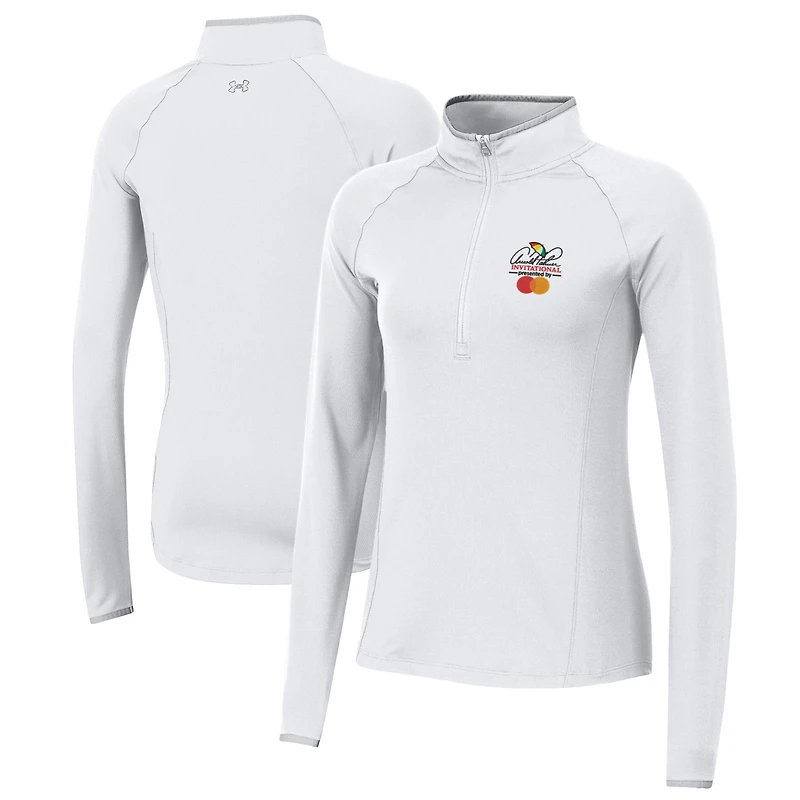 Women's Under Armour  White Arnold Palmer Invitational T2 Green Quarter-Zip Pullover Top