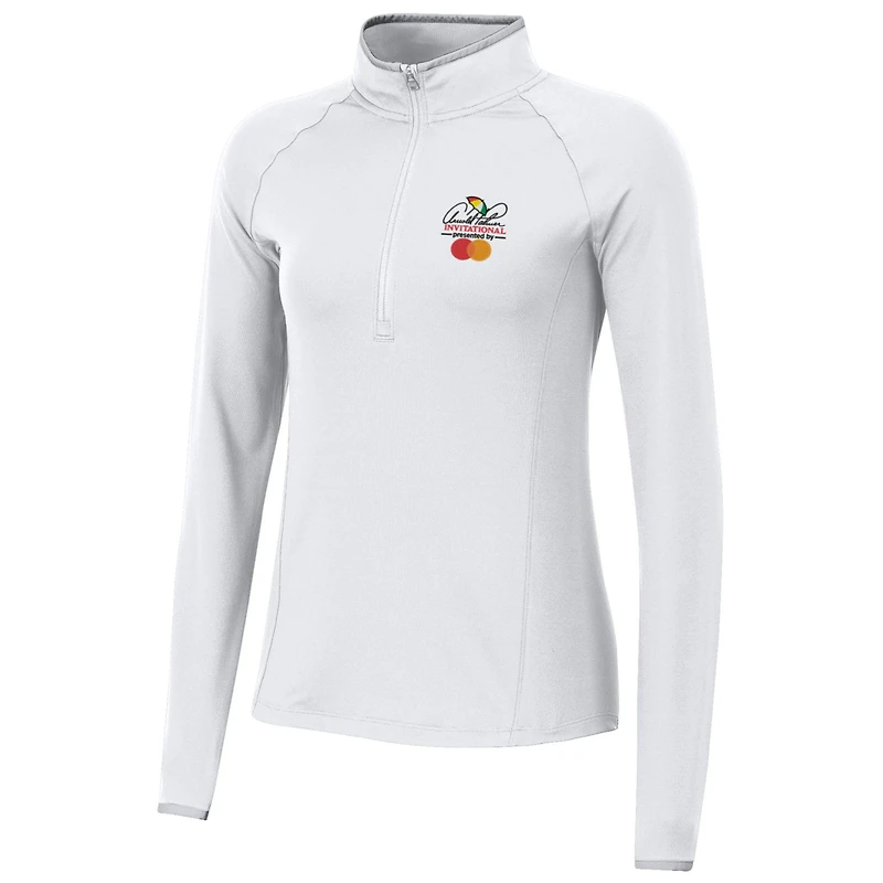 Women's Under Armour  White Arnold Palmer Invitational T2 Green Quarter-Zip Pullover Top