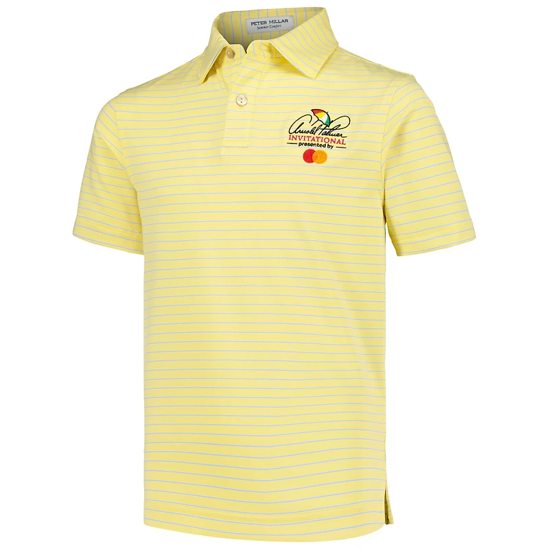 Polo en jersey de performance à rayures tambour sur invitation Arnold Palmer jaune Peter Millar pour jeunes