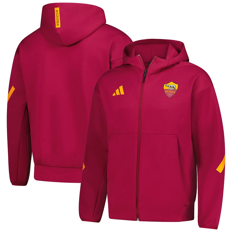 Veste à capuche zippée intégrale adidas rouge AS Roma 2025/26 Anthem pour homme