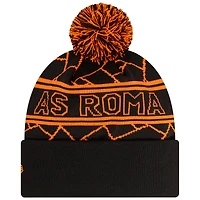 Men's New Era Black AS Roma Sport Cuffed Knit Hat with Pom