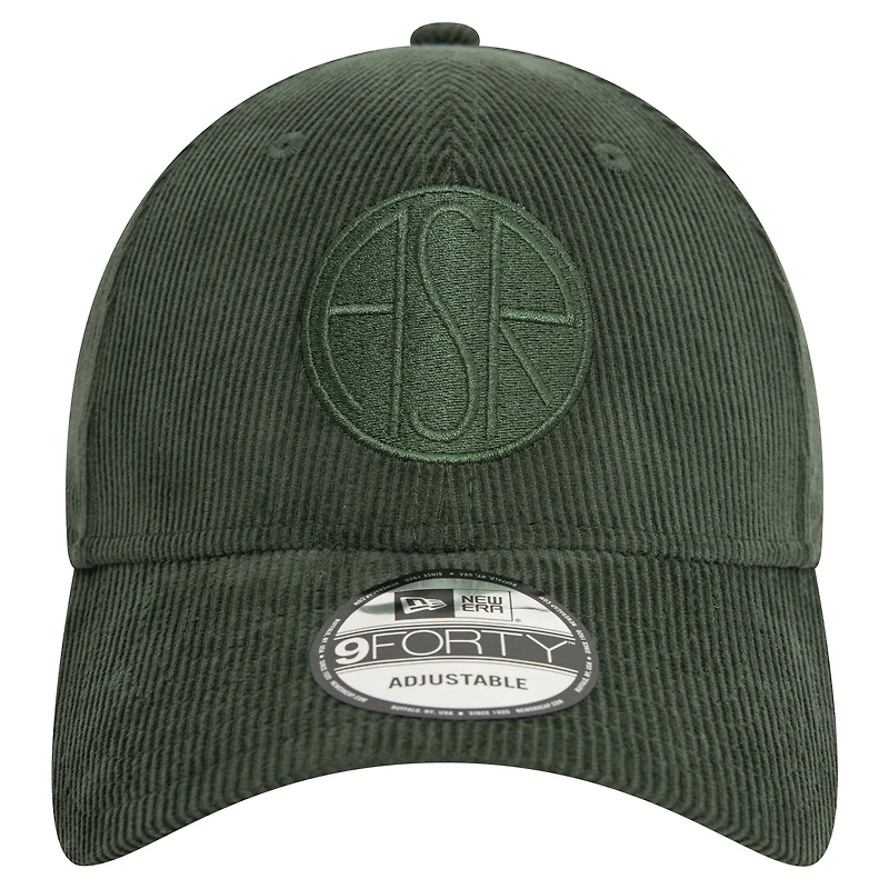 Casquette ajustable 9FORTY ton sur ton en velours côtelé vert AS Roma New Era pour hommes