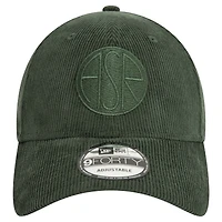 Casquette ajustable 9FORTY ton sur ton en velours côtelé vert AS Roma New Era pour hommes