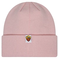 Bonnet en tricot à revers rose AS Roma Romina New Era pour jeune