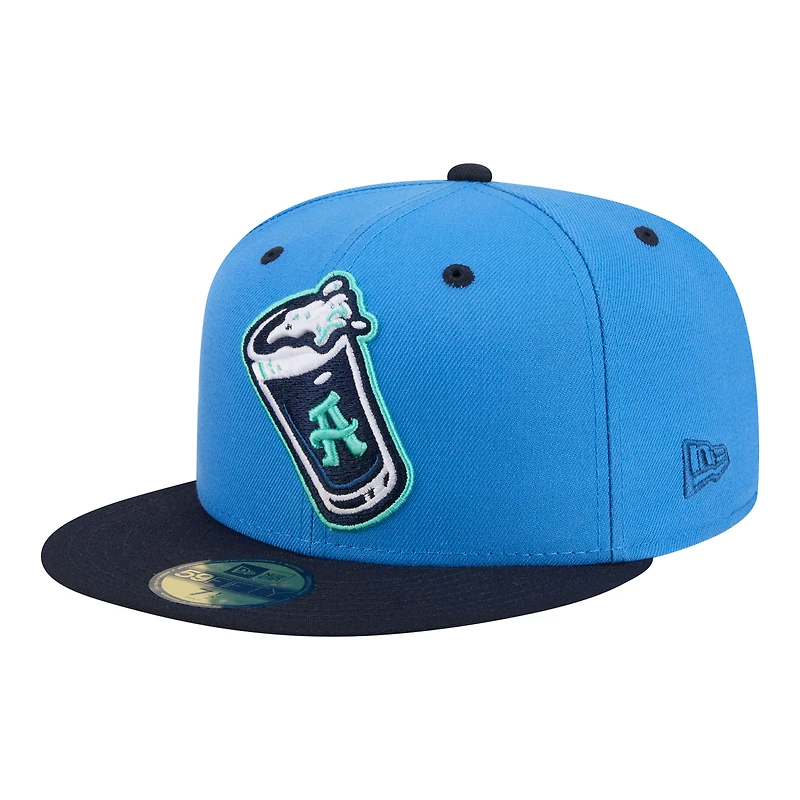 Casquette ajustée New Era bleue pour homme Asheville Tourists Minor League Theme Nights 59FIFTY