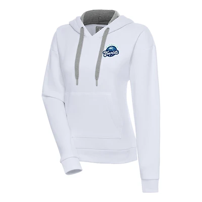 Women's Antigua  White Asheville Tourists Victory Pullover Hoodie