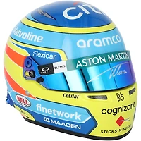 Casque Bell 2025 à l'échelle 1:2 autographié par Fernando Alonso Aston Martin