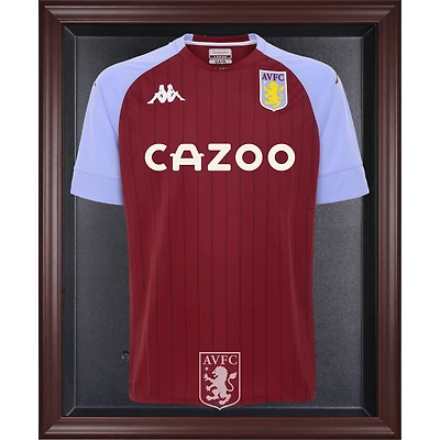 Vitrine de présentation du maillot avec logo de l'équipe Aston Villa marron