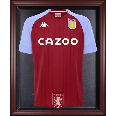 Vitrine de présentation du maillot avec logo de l'équipe Aston Villa en acajou