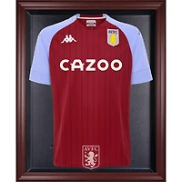 Vitrine de présentation du maillot avec logo de l'équipe Aston Villa en acajou