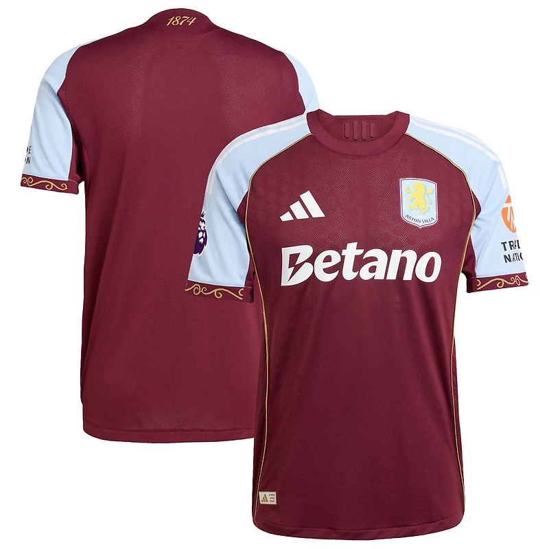 Maillot adidas Claret Aston Villa domicile authentique 2025/26 pour homme