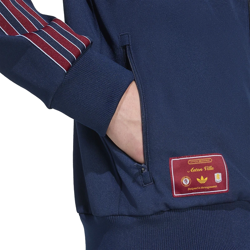 Veste de survêtement zippée adidas bleu marine Aston Villa Terrace Icons pour homme