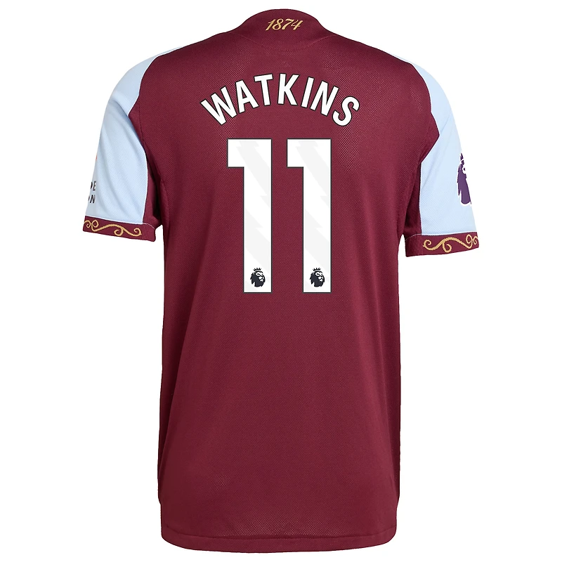 Men's adidas Ollie Watkins Claret Aston Villa 2025/26 Home Authentic Jersey