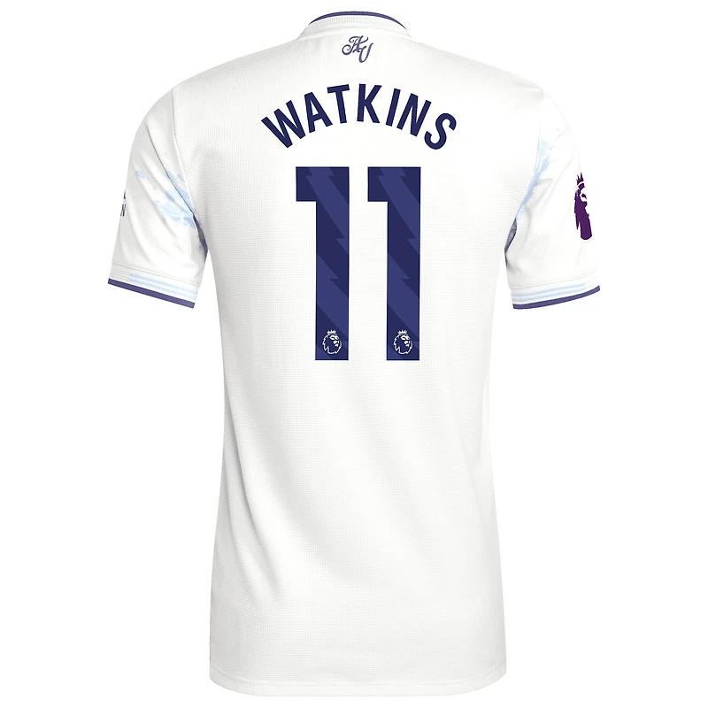 Men's adidas Ollie Watkins White Aston Villa 2025/26 Third Authentic Player Jersey