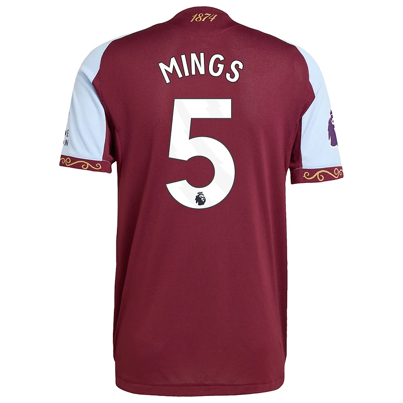 Maillot adidas Tyrone Mings Claret Aston Villa 2025/26 domicile authentique pour homme