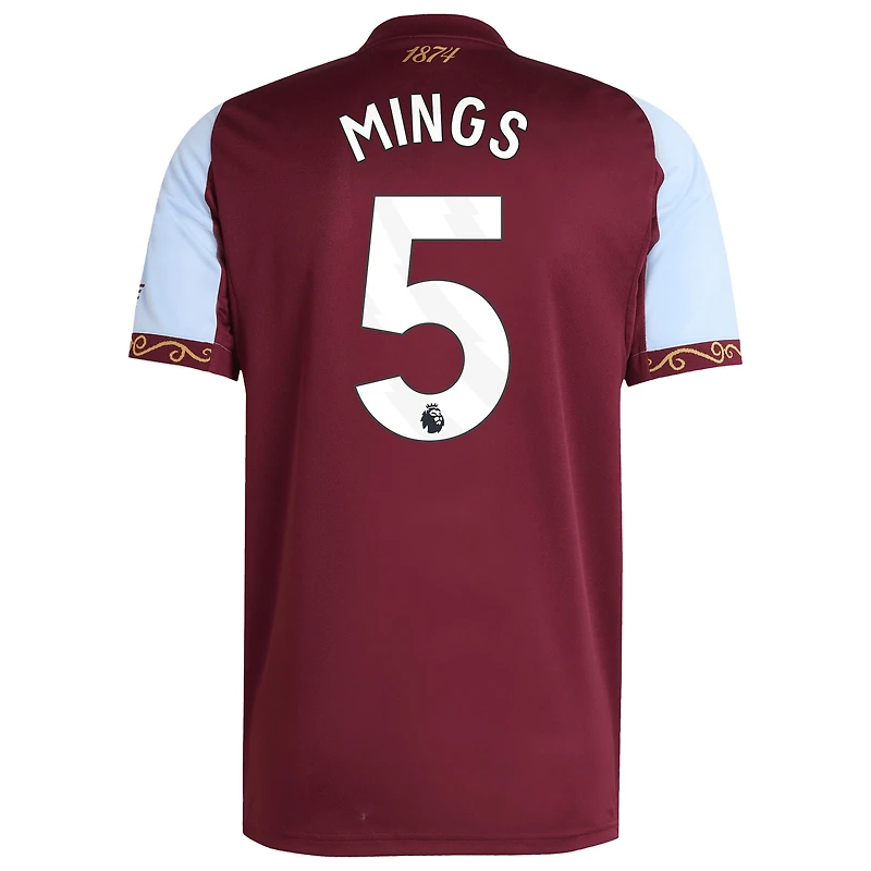 Maillot adidas Tyrone Mings Claret pour homme, réplique domicile Aston Villa 2025/26