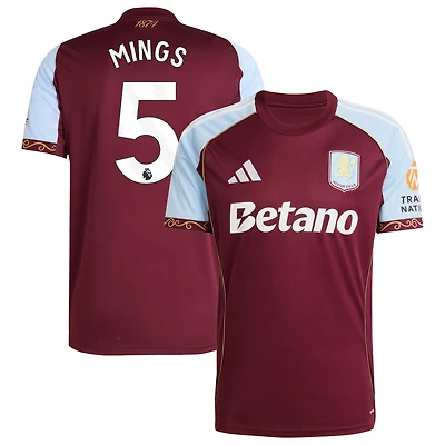 Maillot adidas Tyrone Mings Claret pour homme, réplique domicile Aston Villa 2025/26