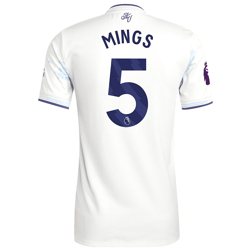 Maillot de joueur authentique adidas Tyrone Mings blanc Aston Villa 2025/26 pour homme