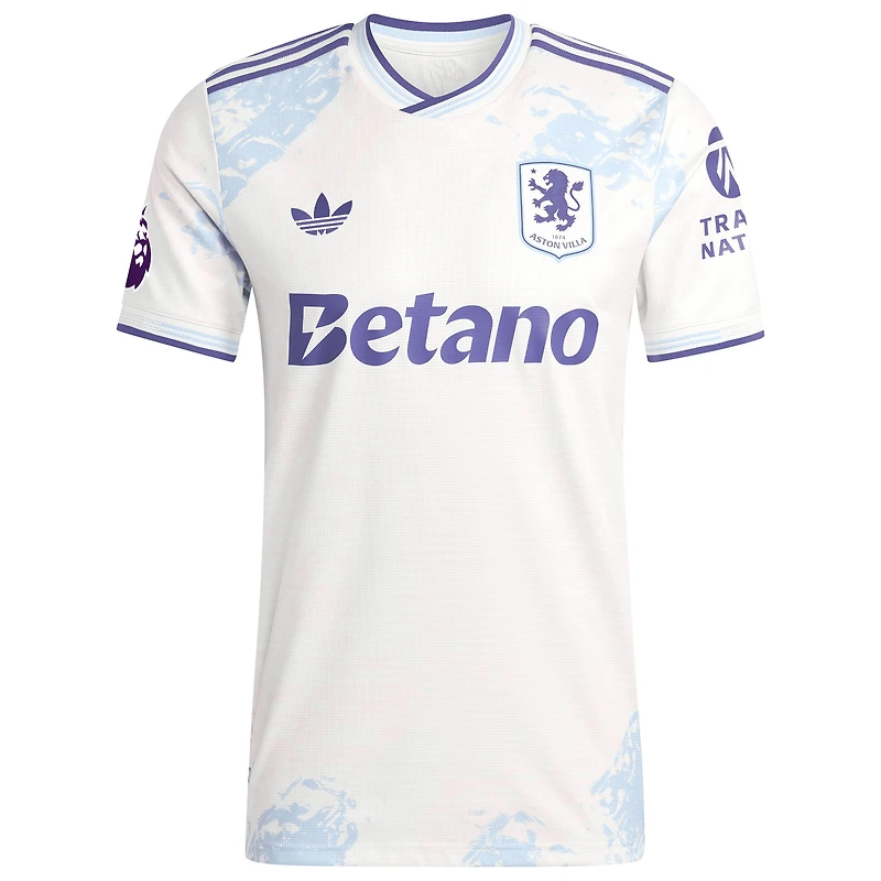 Maillot adidas blanc Aston Villa 2025/26 Third Authentic à manches longues avec écusson