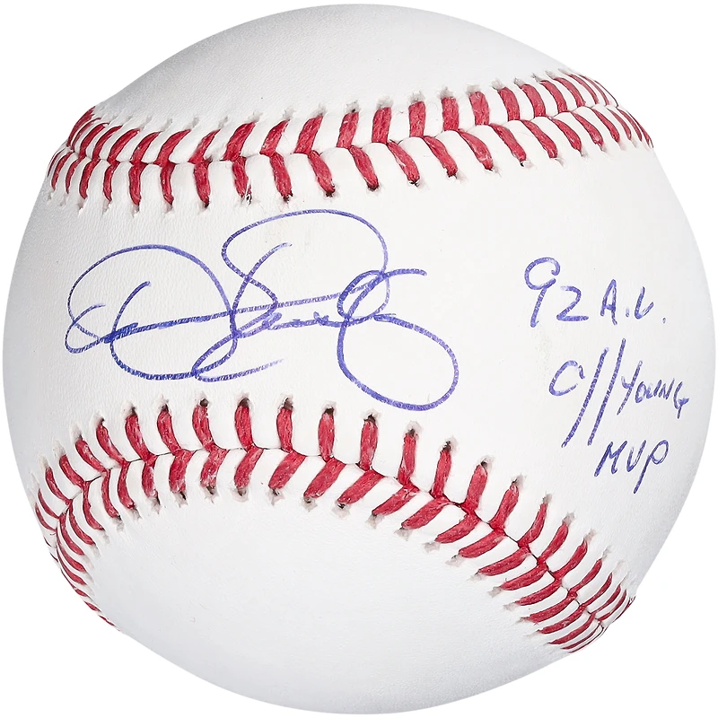 Balle de baseball autographiée par Dennis Eckersley (Athletics) avec inscription « 92 AL CY/MVP »