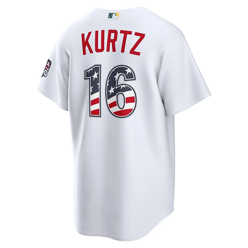 Maillot de stade Nike blanc Nick Kurtz pour l'athlétisme masculin du 4 juillet (USA 250)