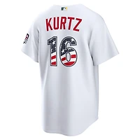 Maillot de stade Nike blanc Nick Kurtz pour l'athlétisme masculin du 4 juillet (USA 250)