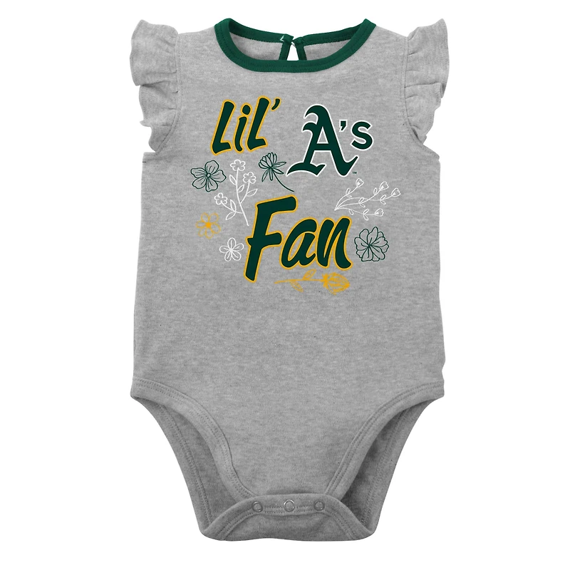 Girls Newborn & Infant Green/Heather Gray Athletics Little Fan Two-Pack Bodysuit Set
