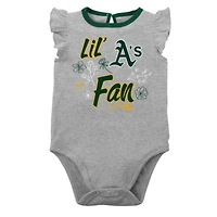 Girls Newborn & Infant Green/Heather Gray Athletics Little Fan Two-Pack Bodysuit Set