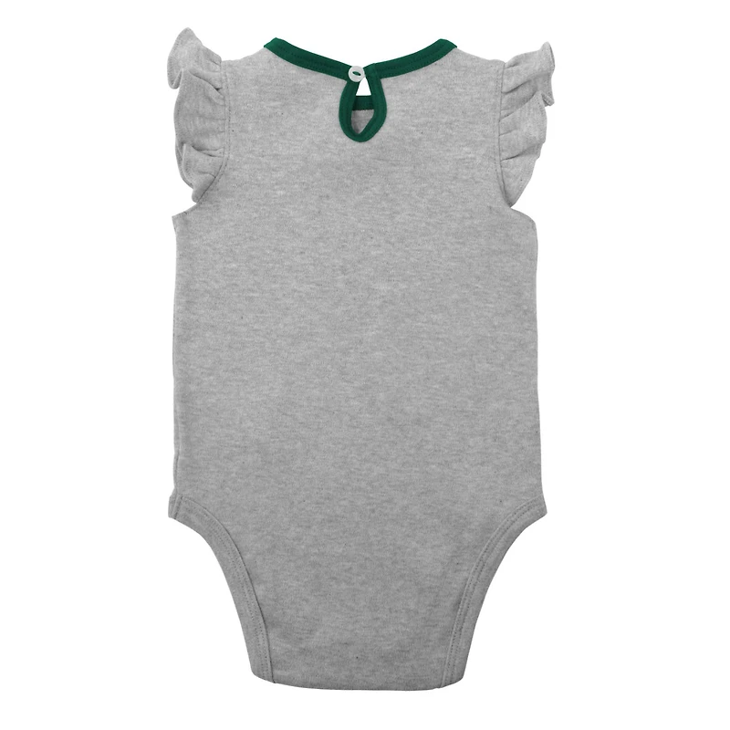 Ensemble de deux bodies Athletics Little Fan pour nouveau-né et nourrisson fille, vert/gris chiné