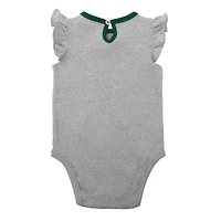 Ensemble de deux bodies Athletics Little Fan pour nouveau-né et nourrisson fille, vert/gris chiné