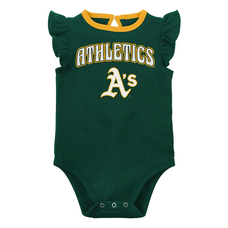 Infant Green/Heather Gray Athletics Little Fan Two-Pack Bodysuit Set