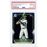 Carte Jacob Wilson Athletics 2023 Bowman Draft Sapphire Edition Black Refractor #BDC-121 #10/10 authentifiée par PSA