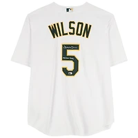 Jacob Wilson Athletics Autographed White Nike Replica Jersey with "MLB Debut 7/19/24" Inscription