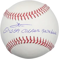 Leo De Vries Athletics Autographed Baseball with "Green Collar Baseball" Inscription