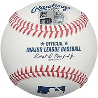 Balle de baseball autographiée par Leo De Vries Athletics avec inscription « Green Collar Baseball »