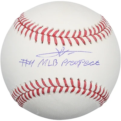 Leo De Vries Athletics Autographed Baseball with "#4 MLB Prospect" Inscription