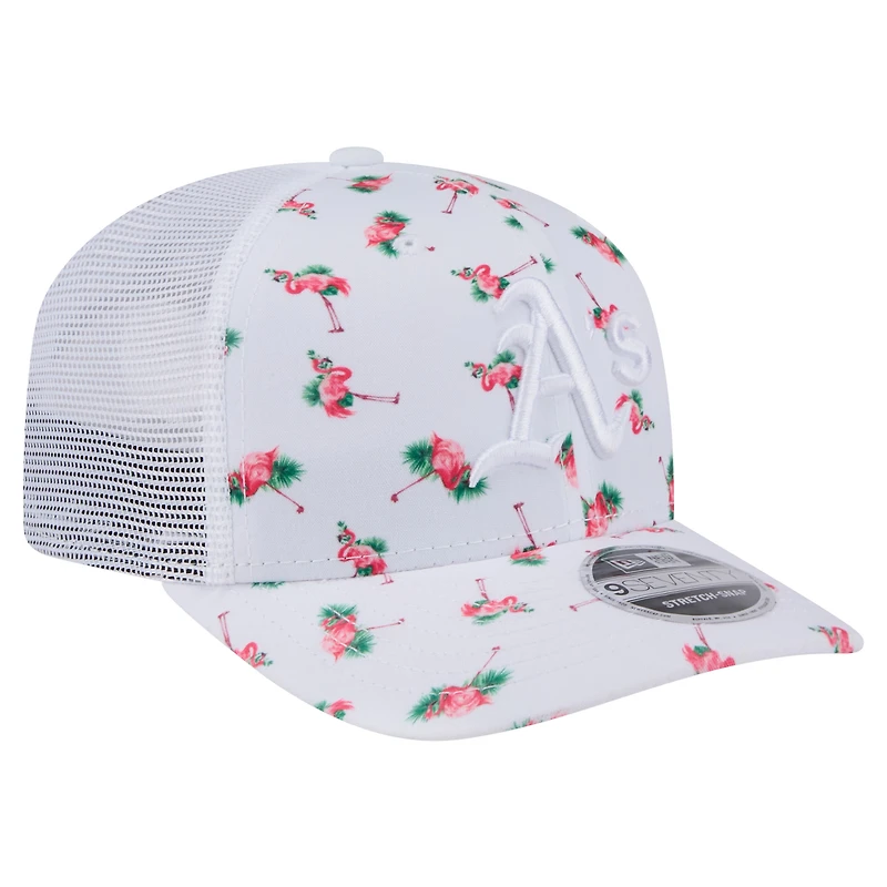 Men's New Era White Athletics Flamingo Mesh Back 9SEVENTY Stretch-Snap Hat