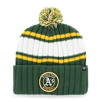 Bonnet en tricot à revers avec pompon Oakland Athletics '47 Green pour homme