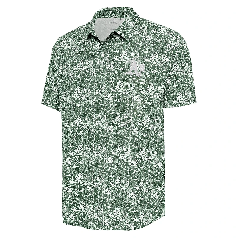Men's Antigua Green Athletics Resort Button-Up Shirt
