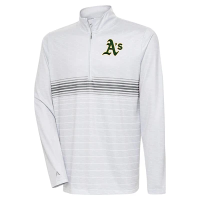 Men's Antigua Heather Gray/Steel Athletics Bullseye Quarter-Zip Pullover Top