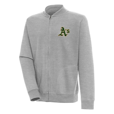 Men's Antigua Heather Gray Athletics Victory Full-Zip Jacket