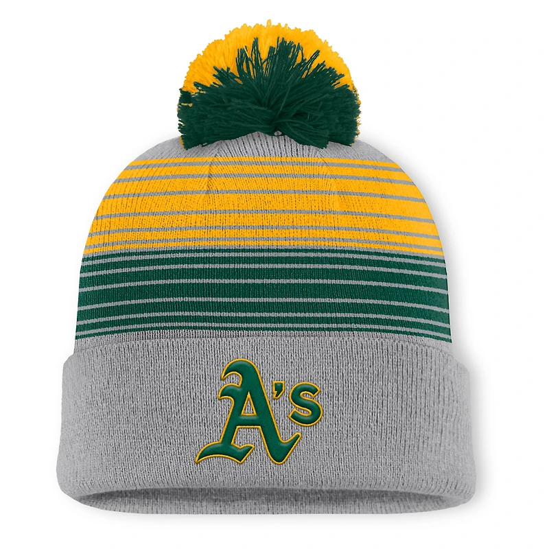 Bonnet en tricot à revers et pompon gris Athletics Fanatics pour homme